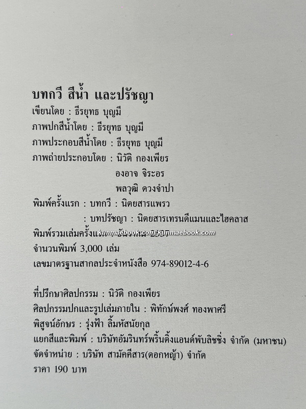 บทกวี สีน้ำ และ ปรัชญา ผลงานของ ธีรยุทธ บุญมี