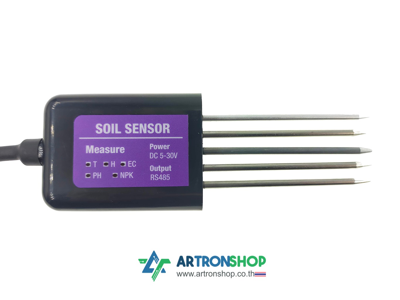 เซ็นเซอร์วัดความชื้น อุณหภูมิ EC PH NPK ในดิน 7 in 1 Modbus RS485 TH-EC-PH-NPK Soil Sensor