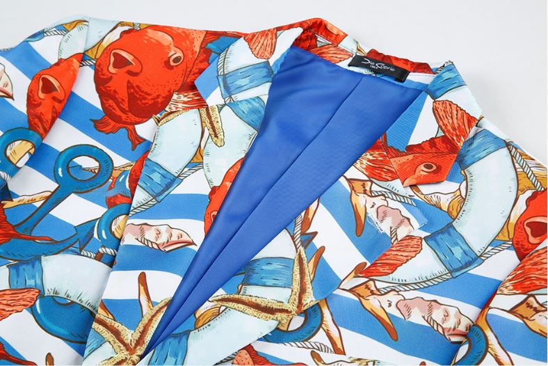 Pre-order เสื้อสูทชายแฟชั่น ลายกราฟฟิก สีสดใส ** เฉพาะเสื้อ**