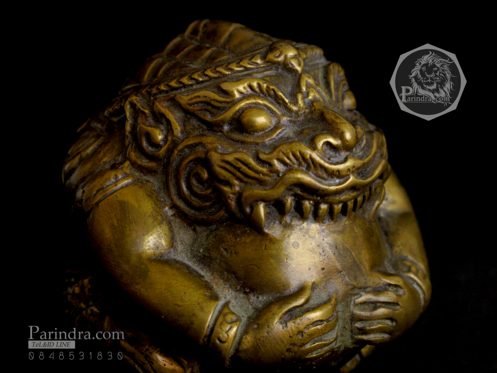 รูปหล่อทองเหลือง หนุมานอมจันทร์ งานฝีมือเก่า