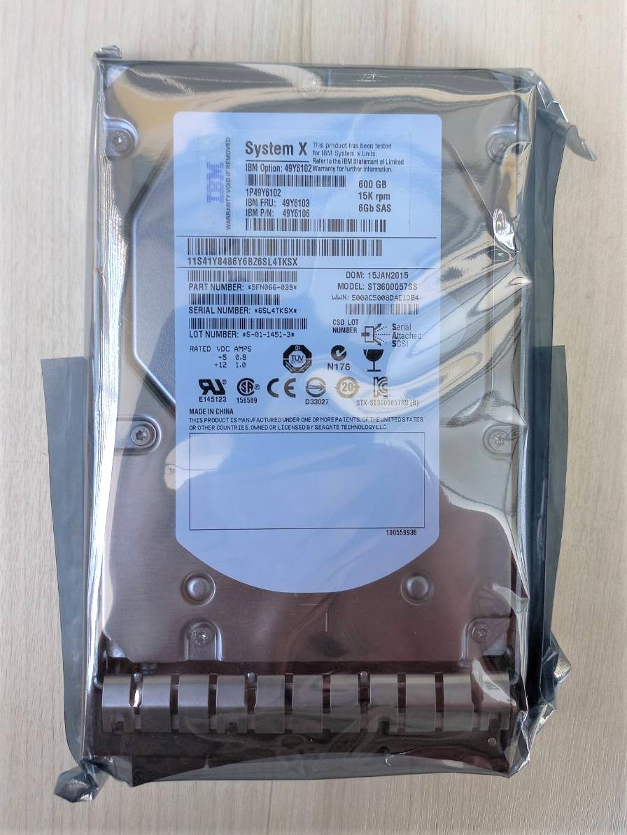 49Y6106 IBM 600-GB 15K 3.5 SAS 6G G2HS FRU tay 49Y6103. New In Box; Warranty 12 Months.Shipping is included.