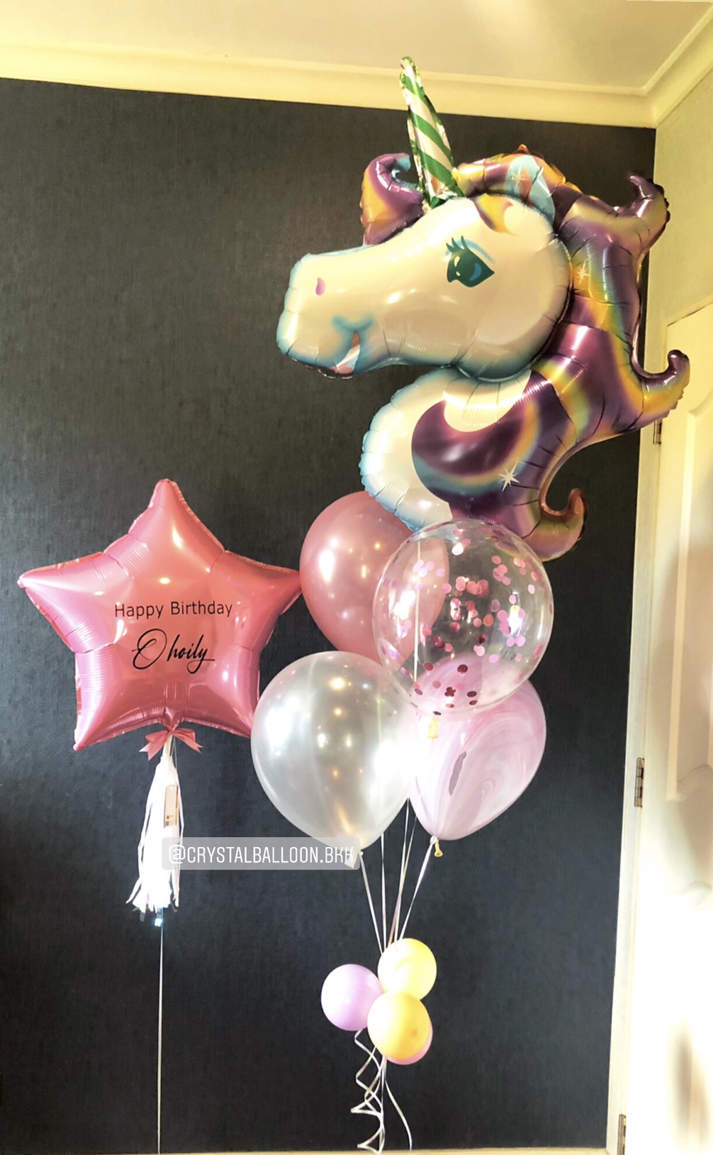 ลูกโป่ง วันเกิดเด็ก ช่อลูกโป่ง ฟอยล์ Unicorn ช่อ 5 ลูก 1 ช่อ พร้อม ฟอยล์ดาว ขนาด 24" 1 ชิ้น,ลูกโป่งใส ใส่ Confetti พร้อมตกแต่ง สามารถเปลี่ยนสีลูกโป่ง