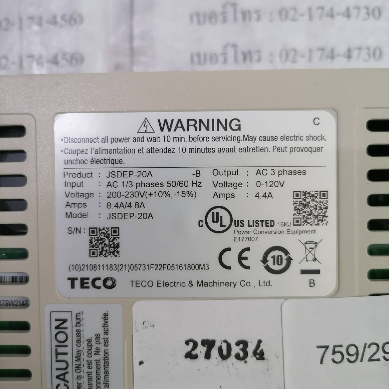 JSDEP-20A SERVO DRIVE " TECO "