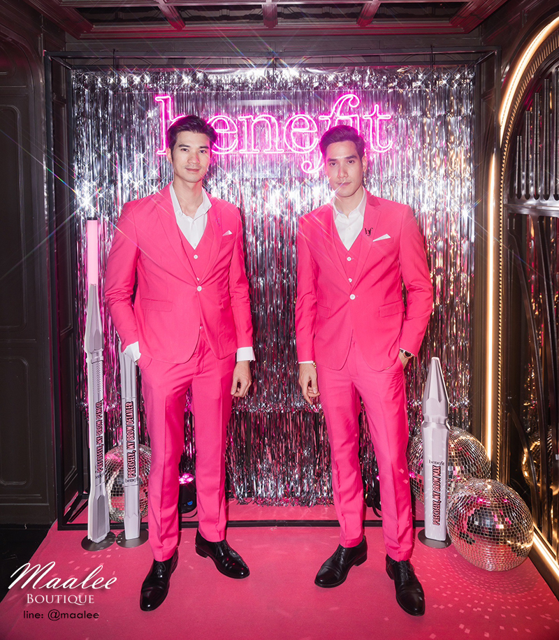 พร้อมเช่า ชุดสูทชาย สีชมพูบานเย็น ทรงเข้ารูป Slim-cut (พร้อมเสื้อกั๊ก) สำเนา