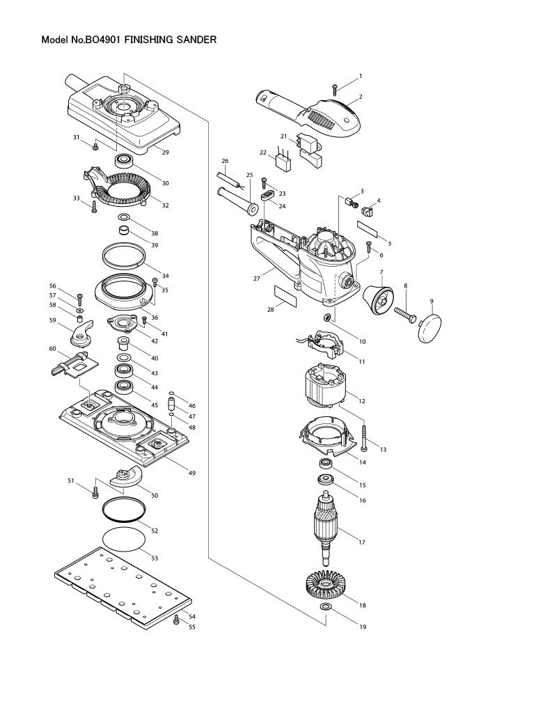 BO4901 เครื่องขัดกระดาษทรายแบบสั่น Makita Spare Parts