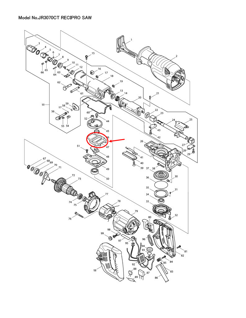 COUNTER WEIGHT เลื่อยชักไฟฟ้า Makita มากีต้า JR3070CT [#47] Pn.313121-2 (แท้) ##(*)
