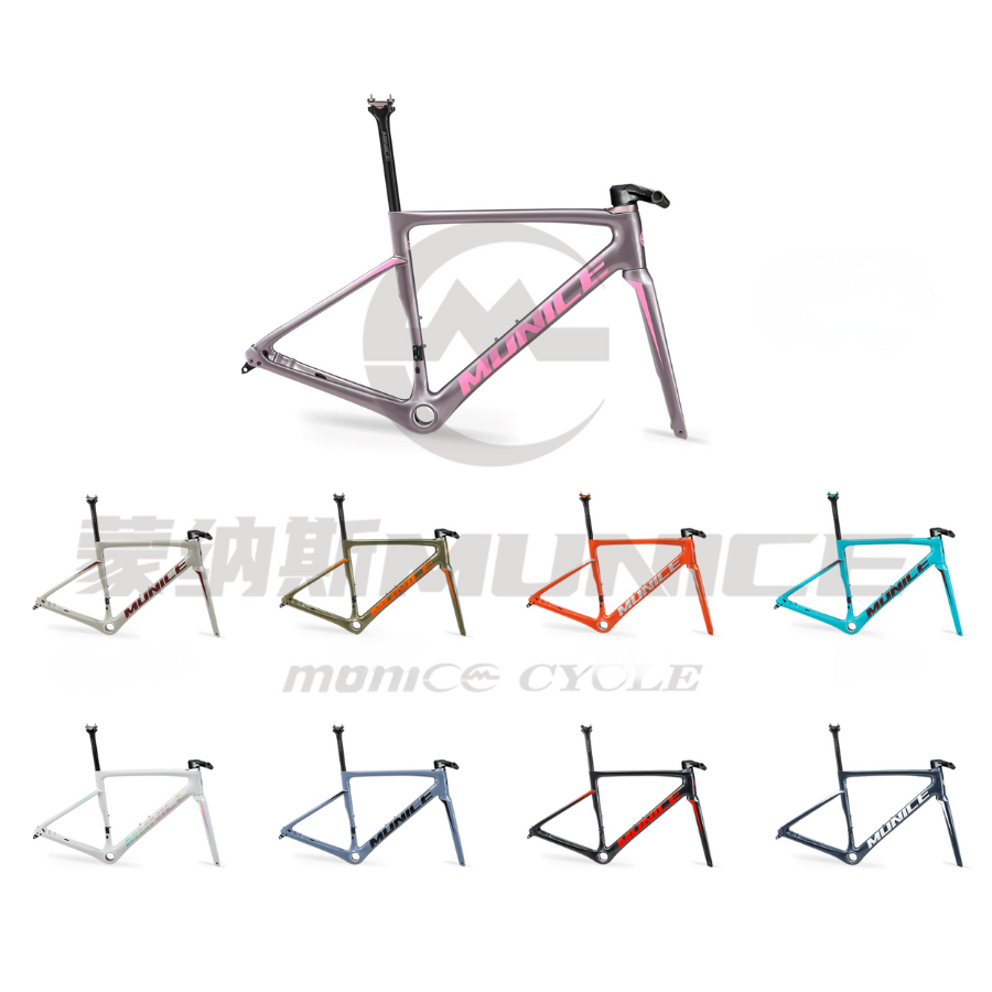 Munice R2PB Flat Bar Carbon Road Frame – Ultra-Light 980g, Toray T800 + M46, Disc Brake Compatible, 700C, 9 Colors | 5-Year Warranty