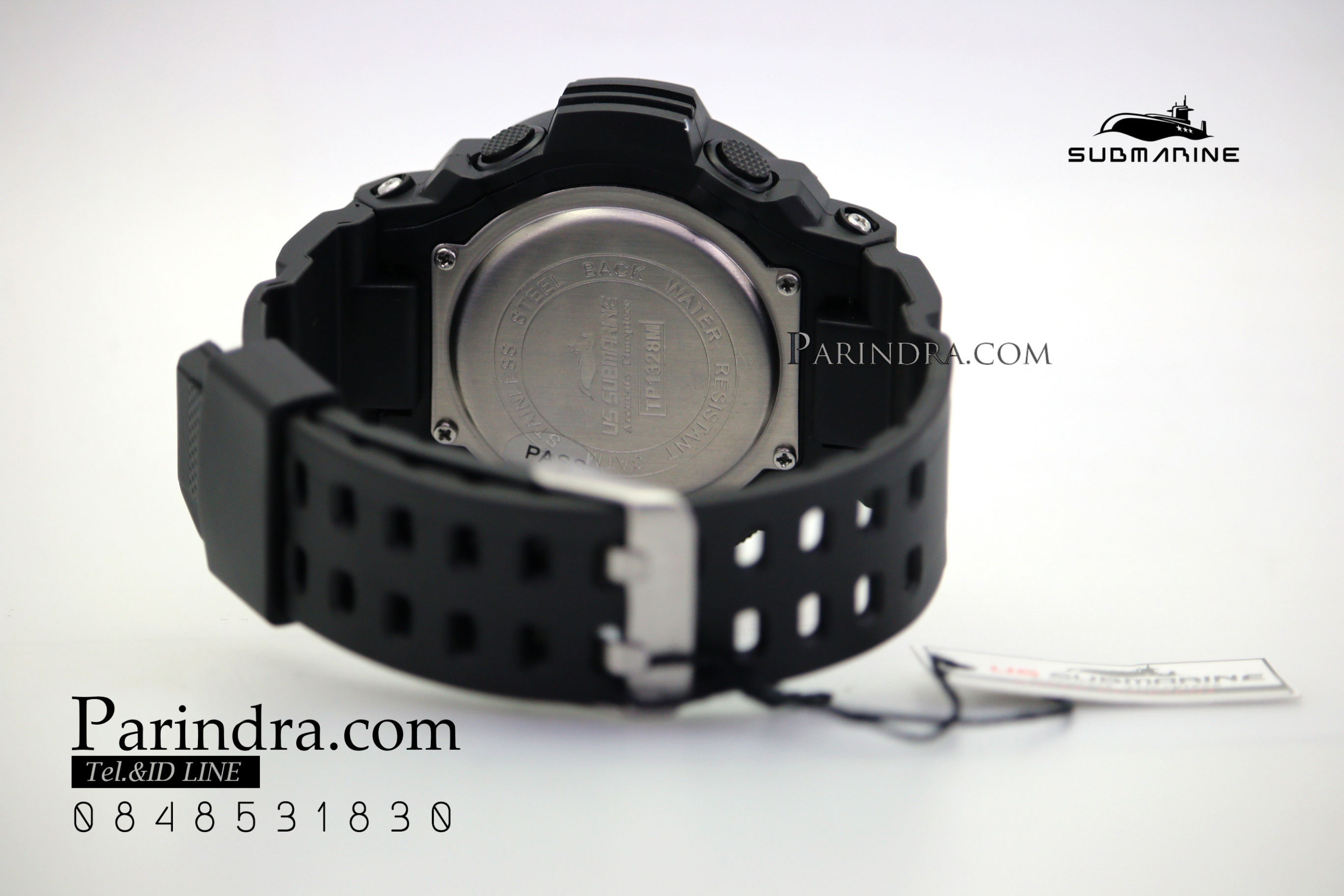 นาฬิกา US submarine รุ่น TP1328M สีดำตัดขาว พื้นหลังเทา