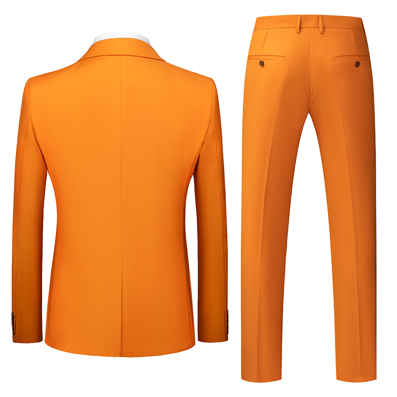 พร้อมเช่า ชุดสูทชาย สีส้ม สไตล์เกาหลี (ไม่มีเสื้อกั๊ก)
