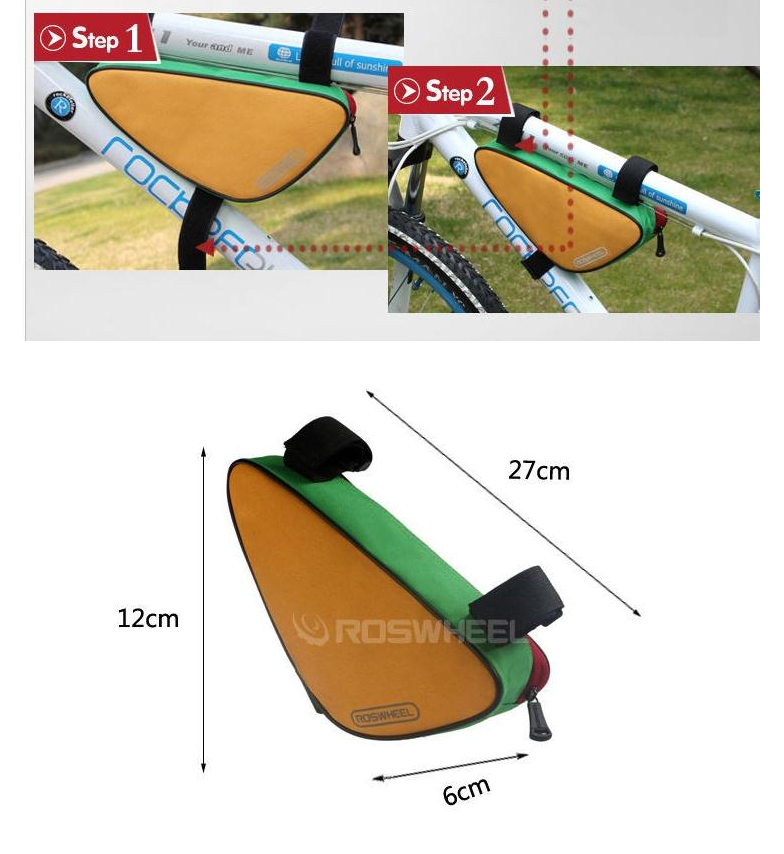 !!!SALE!!!กระเป๋าสามเหลี่ยมคาดเฟรม Roswheel Cycling Bicycle Front Tube Triangle Frame Bag Bike Frame Zip Bag , 12657(มีสีเหลืองเขียวแดง)