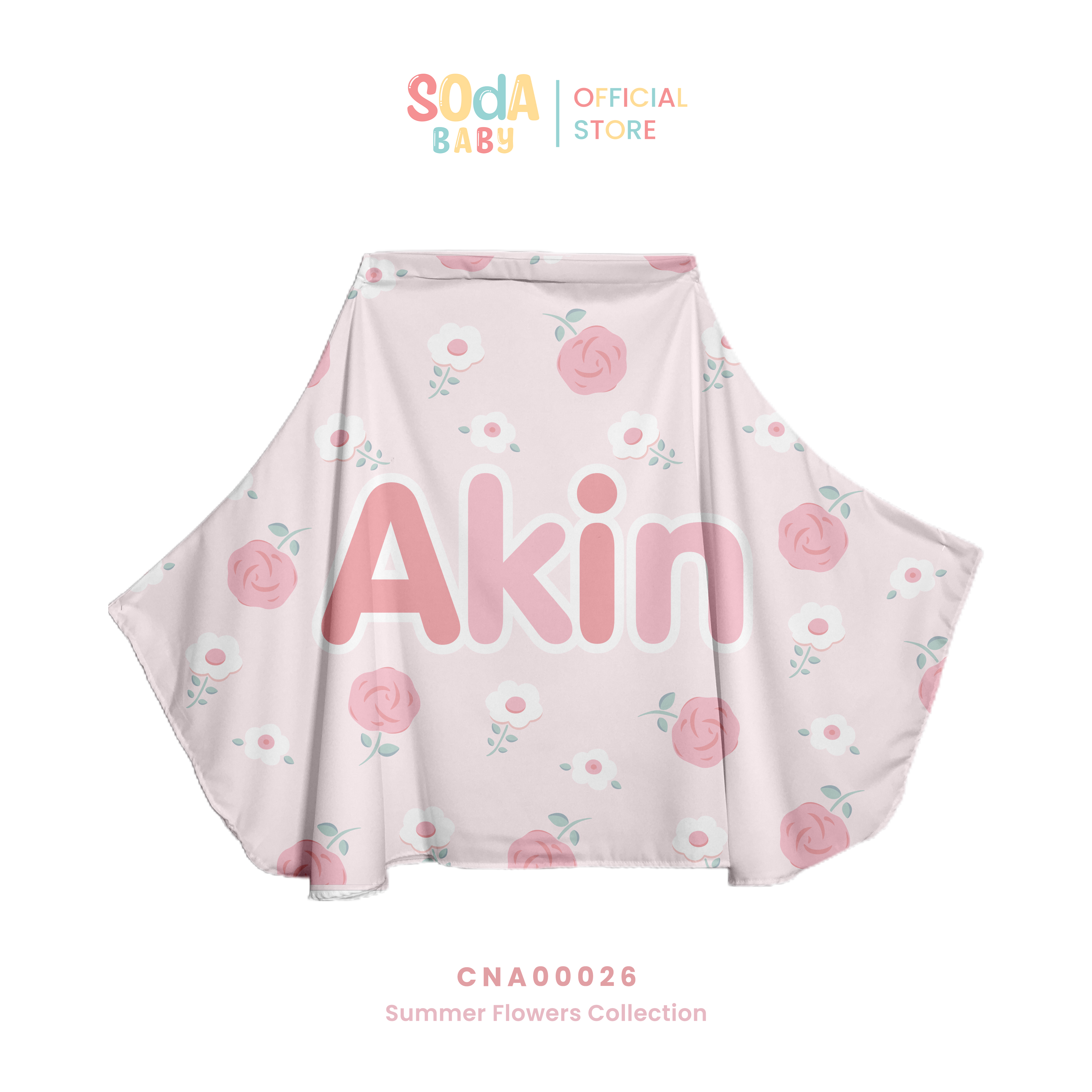ผ้าคลุมให้นม ลาย Pink Rose #ใส่ชื่อได้ รหัส CNA00026 🌼🌸 #SummerFlowers #SOdAbaby