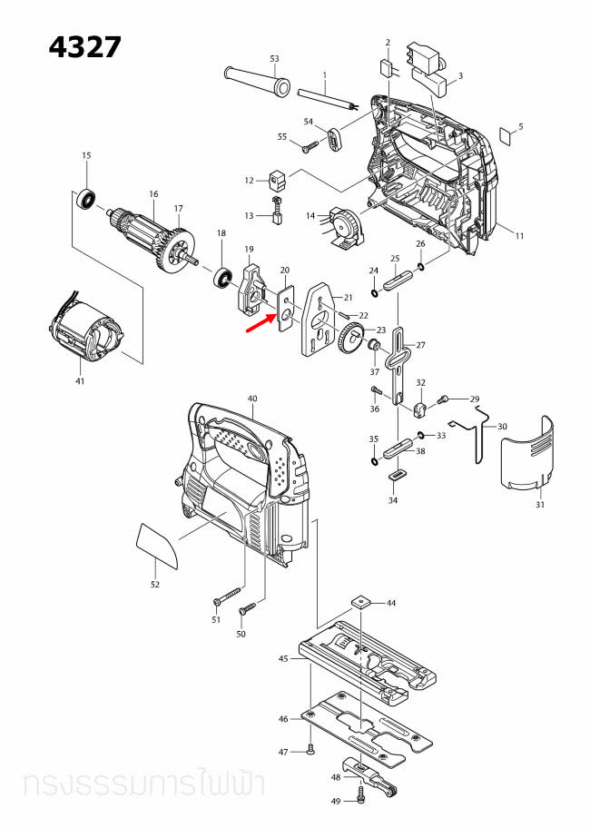 THRUST PLATE จิ๊กซอว์ Makita 4323 [#27], 4327 [#20] Pn.344615-6 (แท้) ##