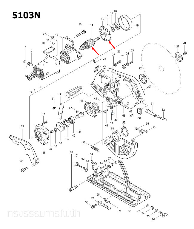 ทุ่น เลื่อยวงเดือน มากีต้า Makita รุ่น 5103N, 5201N (แท้)##(**)