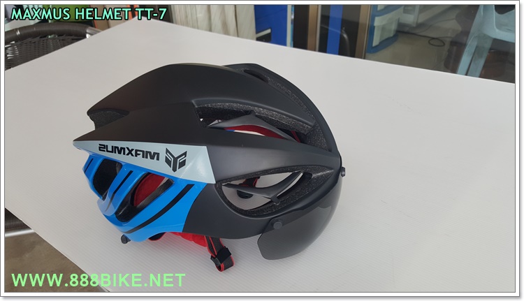 หมวกจักรยาน MAXMUS TT-7 แส่นติดหมวก (มีแว่น 2 ชิ้นเลนส์ดำ+ปรอท)