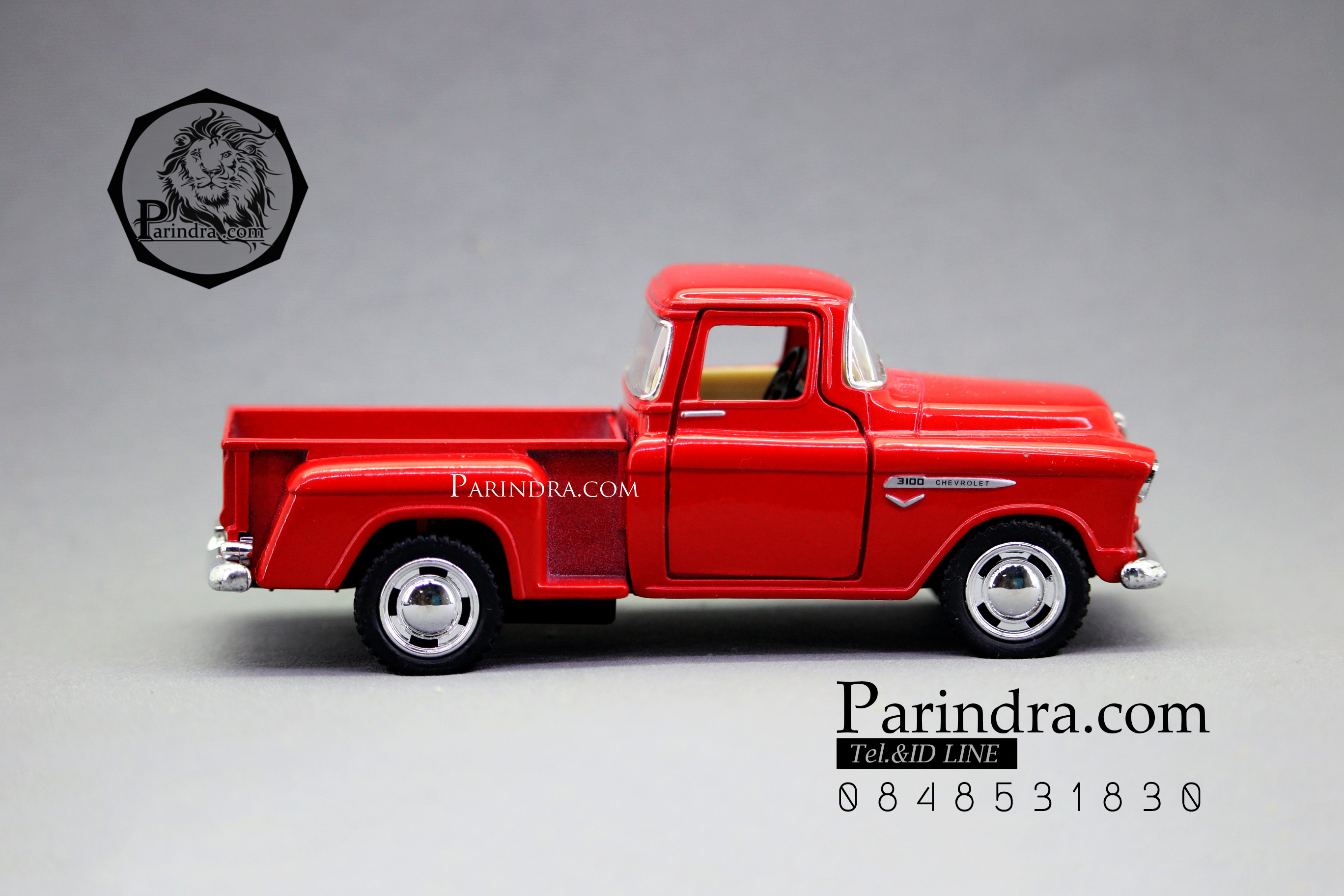 โมเดลรถเหล็กรถจำลอง CHEVROLET Chevy Stepside Pick-up 1955 สีแดง