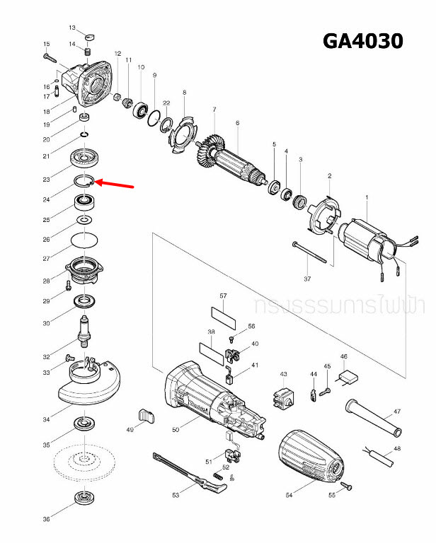 แหวนล็อค หินเจียร Makita-มากีต้า MT817, MT954, MT958, 9500N, 9556,NB,HN,HP,9553NB, 9523NB, GA4030, GA4031, M8103 Pn.962151-6 (แท้) ##(*)