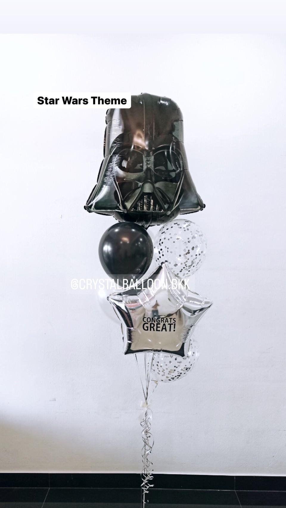 ลูกโป่ง วันเกิดเด็ก Theme Star War พร้อม ฟอยล์ดาว ขนาด 24" 1 ชิ้น,ลูกโป่ง 4 ลูก พร้อมตกเเต่ง สามารถเปลี่ยนสีลูกโป่ง/เปลี่ยนข้อความ/เปลี่ยนสี-ฟอยล์ตกแต่งได้