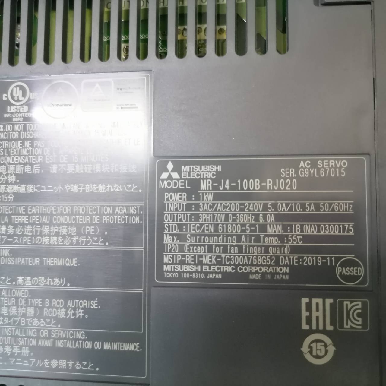 MR-J4-100B-RJ020 SERVO DRIVE “ MITSUBISHI ”