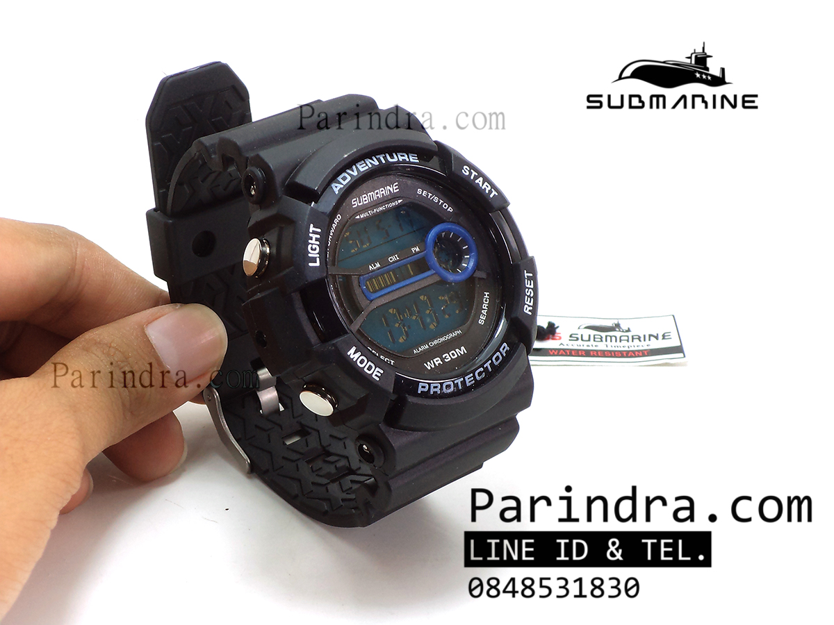 นาฬิกา US submarine TP1301M สีดำ พื้นหลังน้ำเงิน