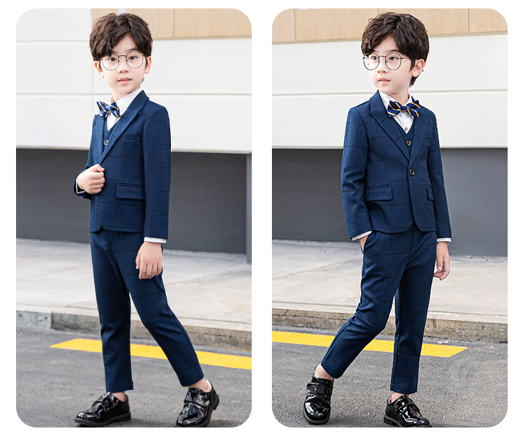 Pre-order ชุดสูทเด็กชาย สีน้ำเงินลายตาราง