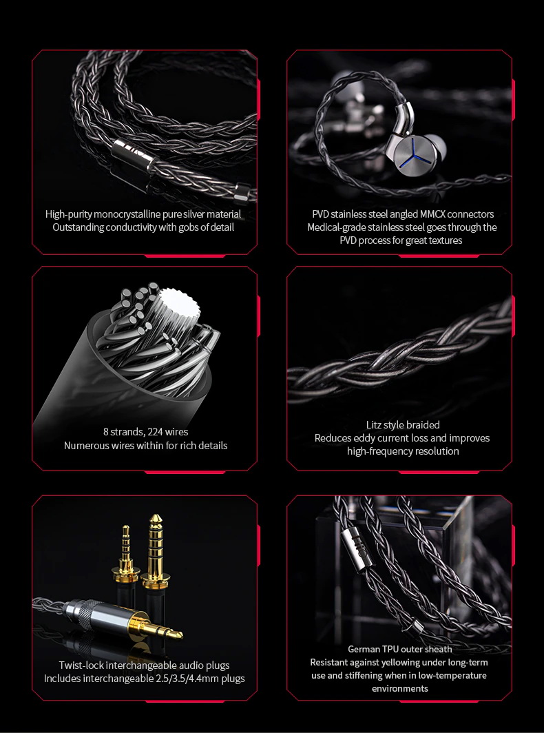 ขาย FiiO LC-RD Pro สายอัพเกรดหูฟังทำจากเงินล้วน Pure Silver ถักแบบ Litz