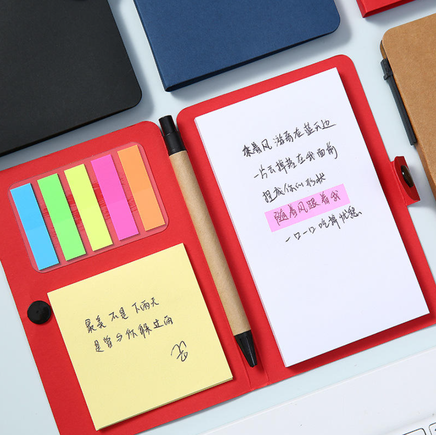 Notebook A6 ปกปิดเมจิกเทป รุ่นJY-1509602 พร้อม Sticky note แฟล็กซ์ ปากกากระดาษ