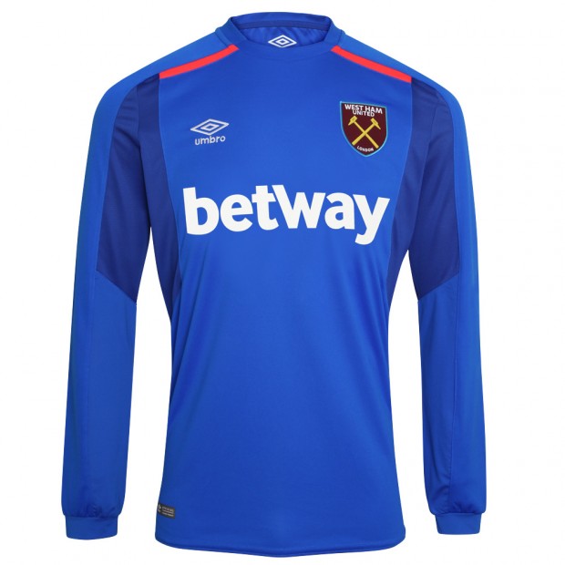 เสื้อผู้รักษาประตูเวสต์แฮม ยูไนเต็ด 2017 2018 ทีมเยือนแขนยาวของแท้
