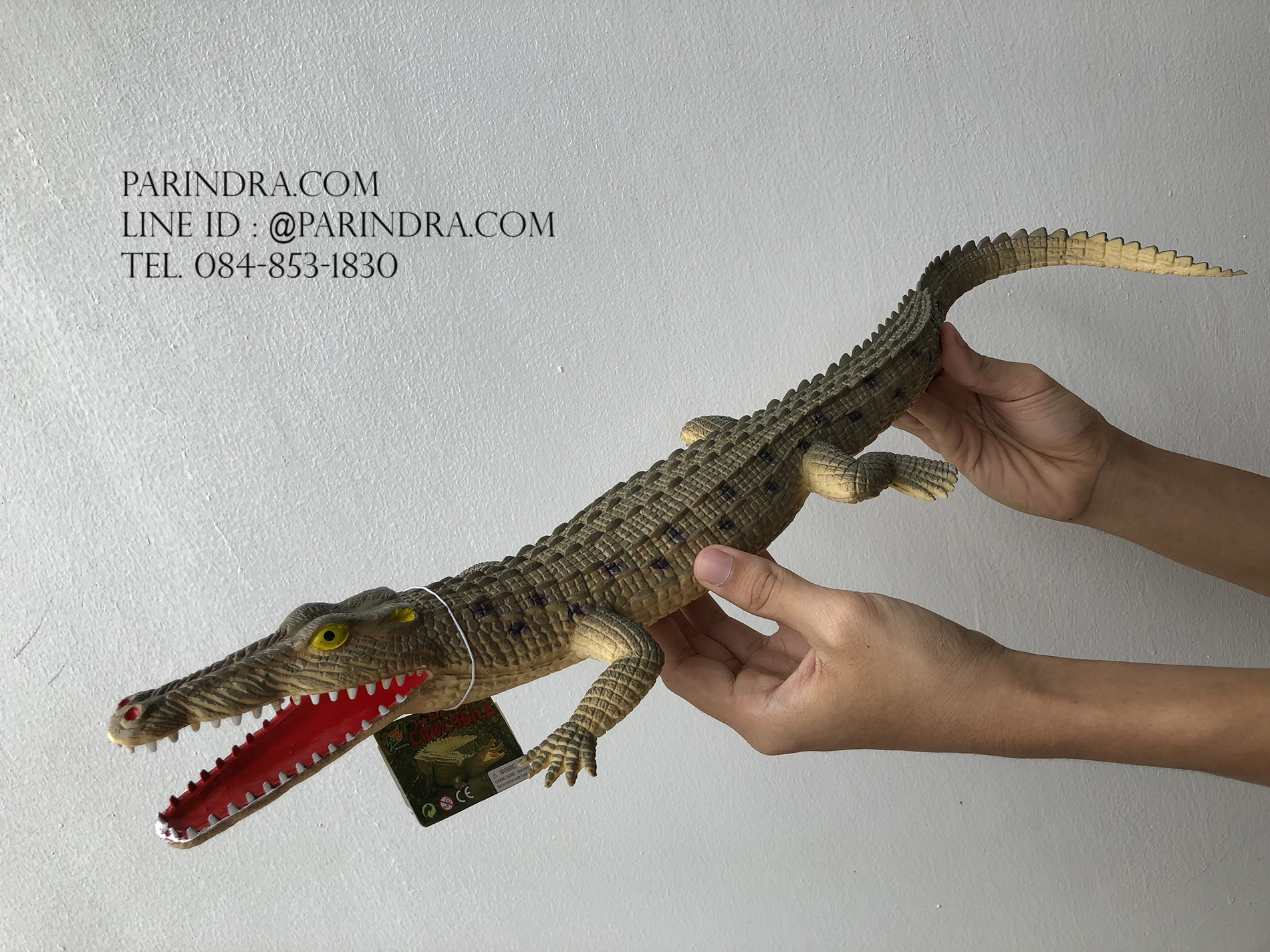 ตุ๊กตายาง ลูกจระเข้ สีน้ำตาล บีบมีเสียง ตัวใหญ่ ขนาด 21 นิ้ว เหมือนจริง