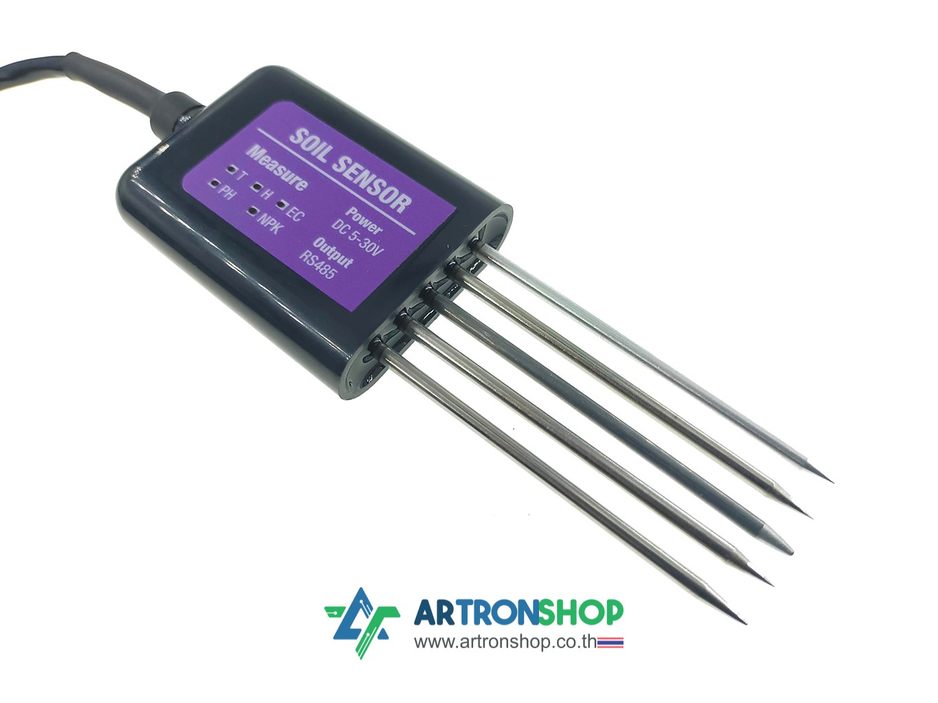 เซ็นเซอร์วัดความชื้น อุณหภูมิ EC PH NPK ในดิน 7 in 1 Modbus RS485 TH-EC-PH-NPK Soil Sensor