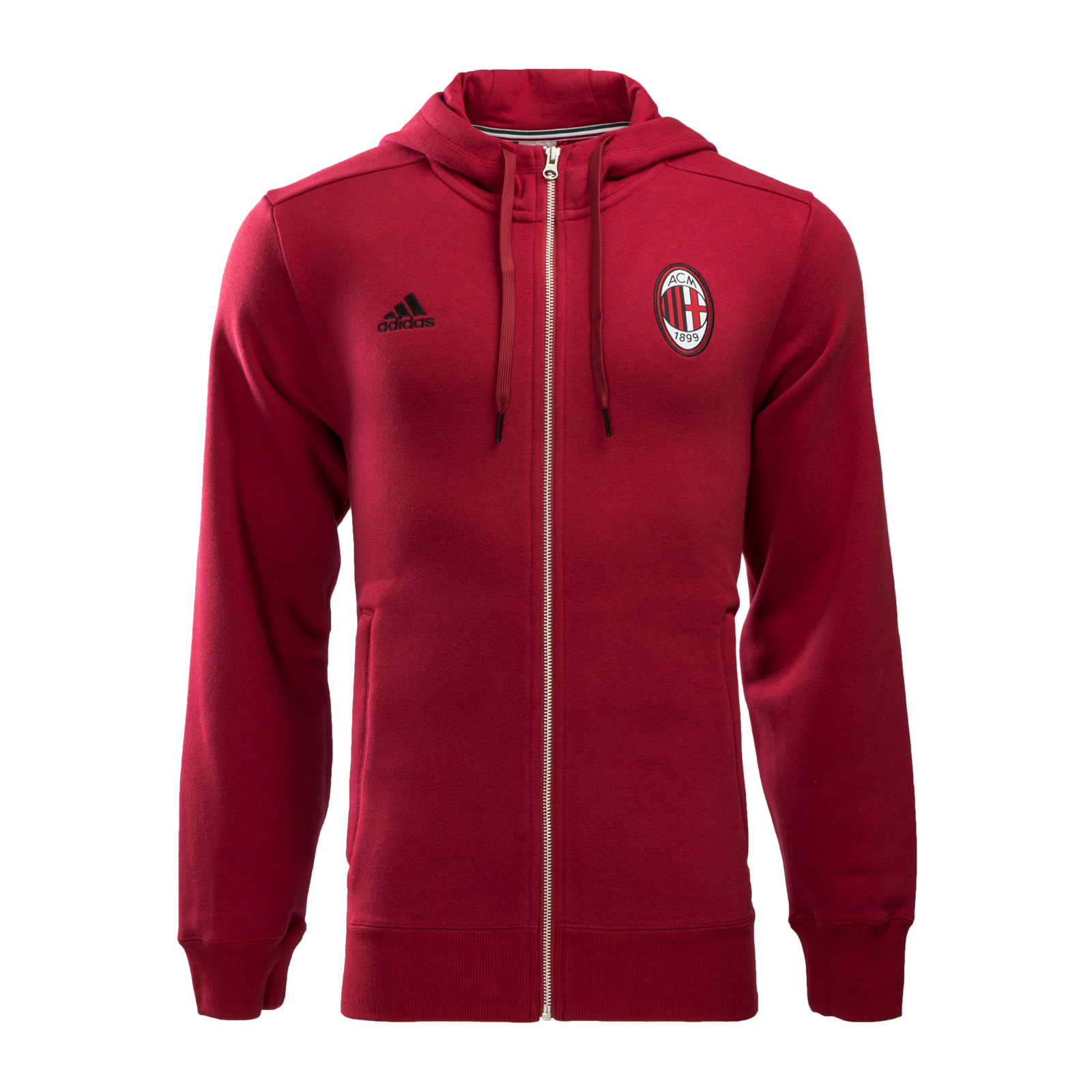 เสื้อฮู้ดอดิดาสเอซีมิลาน adidas Milan 3 Stripe Full Zip Hoodie สีแดง ของแท้