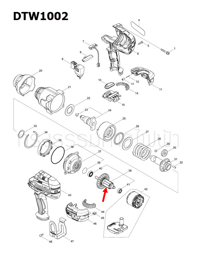 ทุ่น บล๊อกไฟฟ้าไร้สาย Makita มากีต้า DTW1002, DTW1001 (แท้) ##