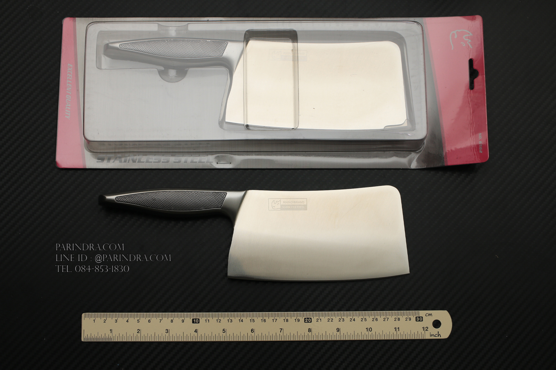 มีดอีโต้ทำครัว Rhino Brand Knife No.6562 ด้ามแสตนเลส ขนาดใบ 6.5 นิ้ว คมสุดๆ (ของแท้)