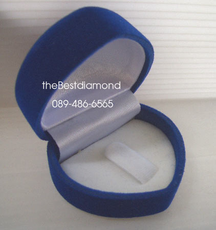 BOX-ring01-B+++ กล่องใส่แหวนกำมะหยี่+++ รูปหัวใจ สำหรับใส่แหวน 1 วง สีน้ำเงิน