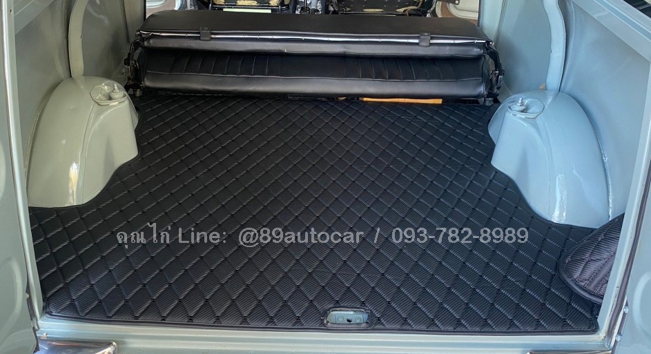 พรมรถยนต์ Mini Austin Cooper ปูพรม7D สีดำด้ายดำ ลายเคฟล่า + ไวนิลดักฝุ่นสีดำ