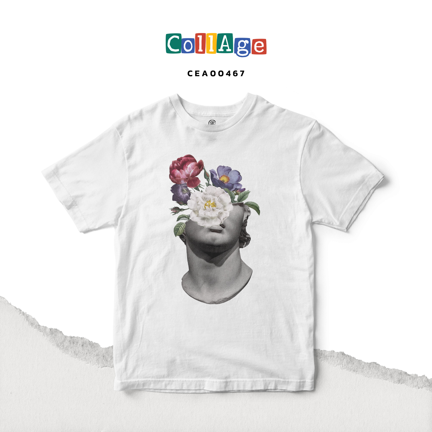 เสื้อยืดพิมพ์ลาย Collage COOL I รหัส CEA00467 สีขาว #เสื้อยืด #Collage