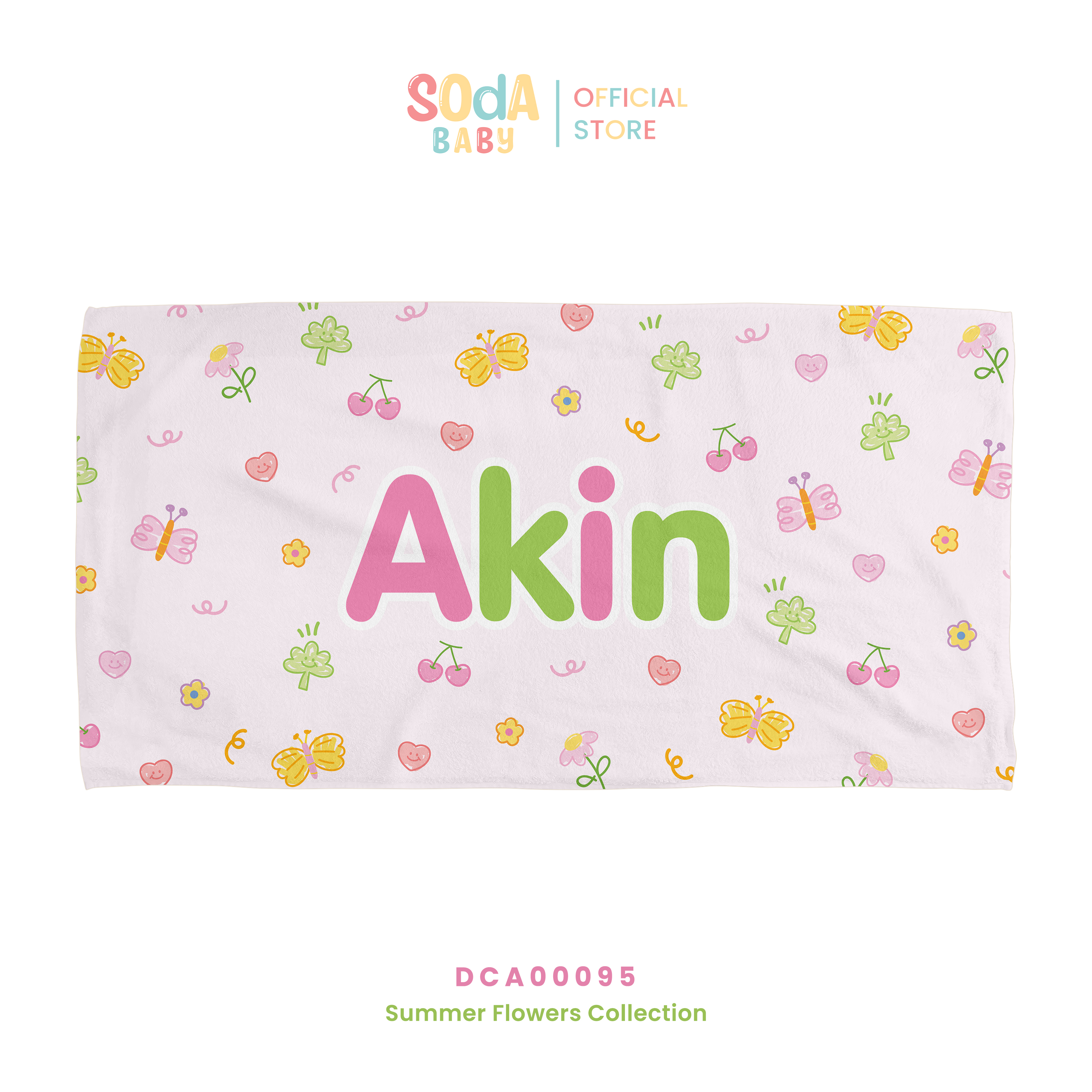 ผ้าเช็ดตัวเด็ก ลาย Butterfly loves flowers รหัส DCA00095 🌼🌸 #SummerFlowers #SOdAbaby