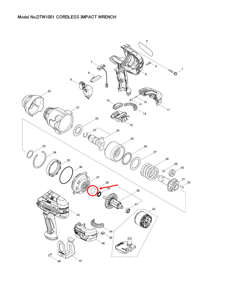 O RING 22 สว่านกระแทก Maktec มาคเทค MT813 [#49], Makita มากีต้า DTW1001 [#38], DTW700 [#21] Pn.213961-7 (แท้) ##