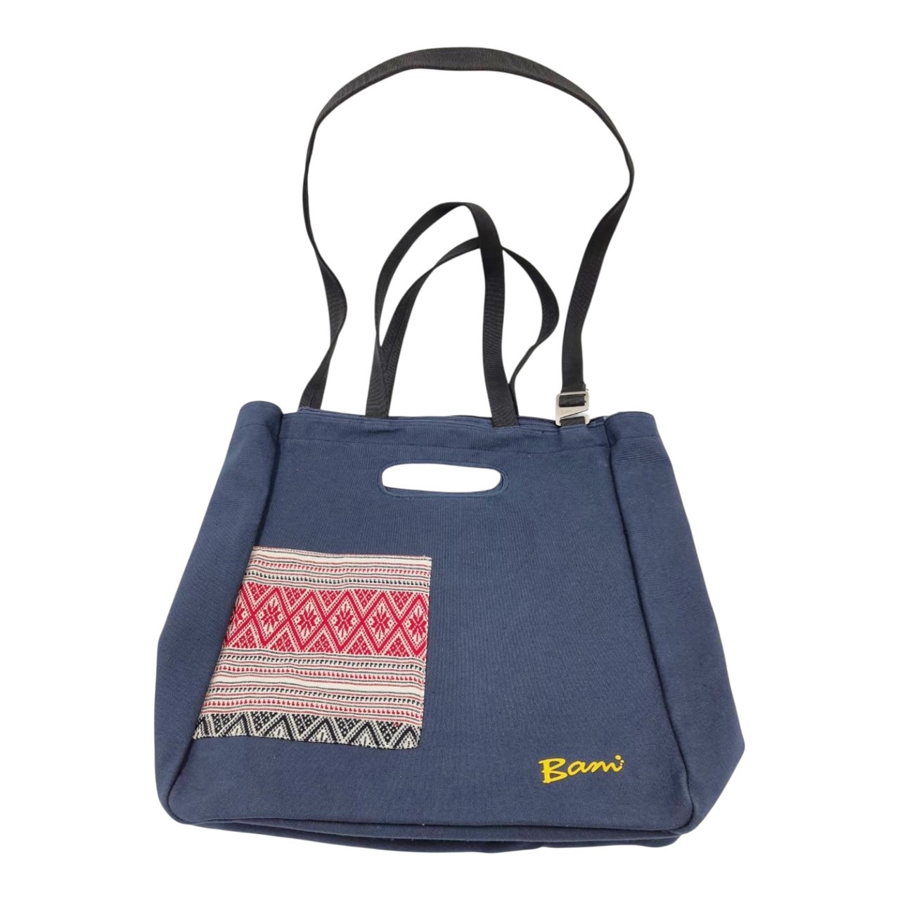 กระเป๋าผ้าแคนวาสลายพื้นเมือง ขนาด ก.37*ส.40*ก้น15 ซม.