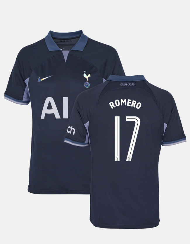 เสื้อทอตนัมฮอตสเปอร์ 2023 2024 ทีมเยือน ROMERO 17 ฟอนท์ฟุตบอลคัพของแท้ สำเนา