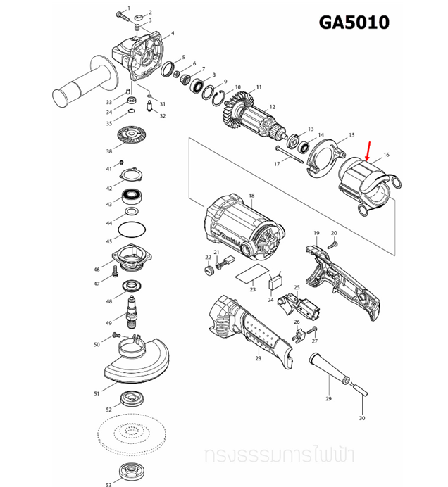 ฟิลคอยล์ หินเจียร 5 นิ้ว มาคเทค, มากีต้า Makita GA5010, GA5020, GA6010, GA6020 (ใช้Specเดียวกัน) (แท้) ##(*)
