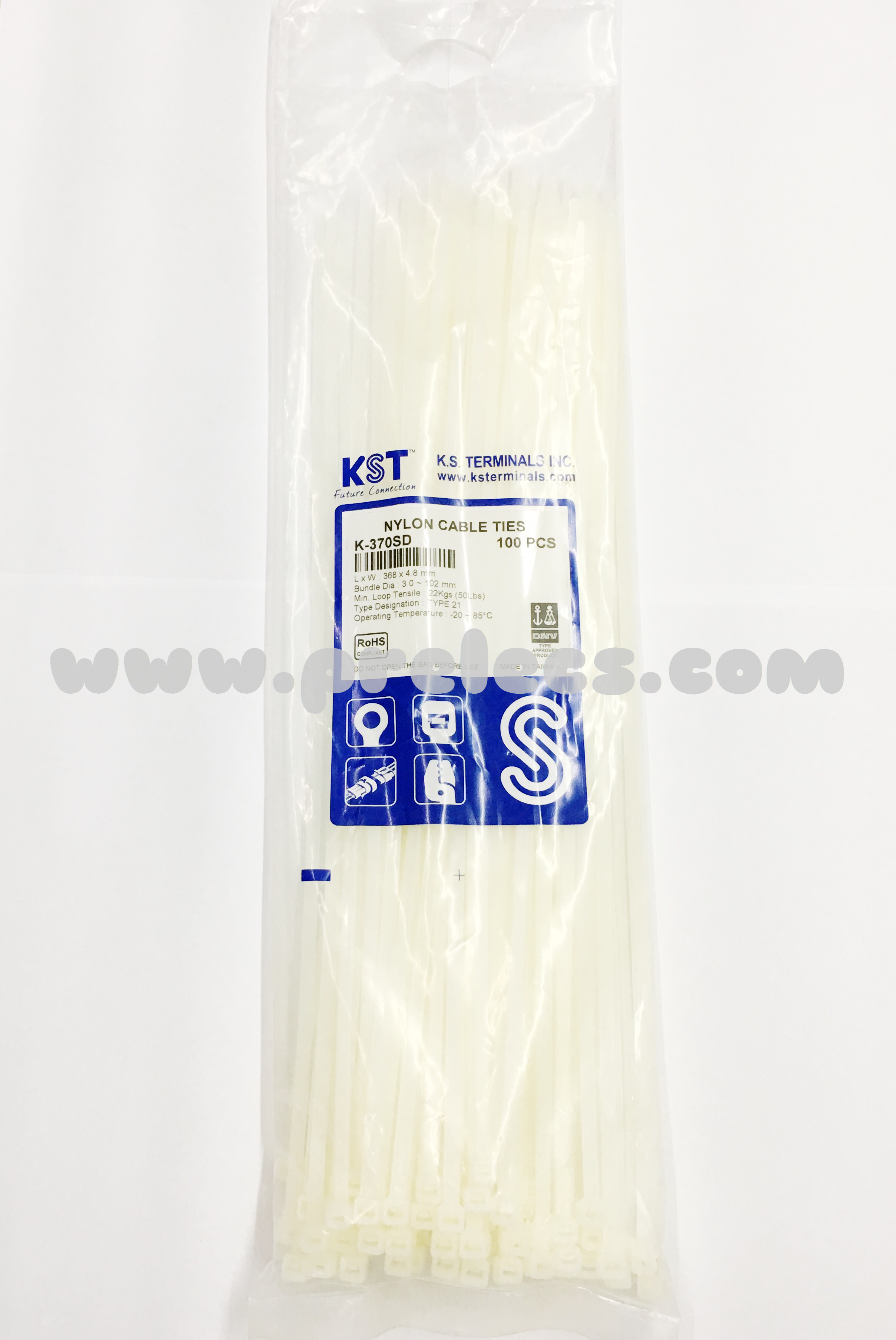 Cable Tie ยี่ห้อ KST (TAIWAN) 15นิ้ว สีขาว