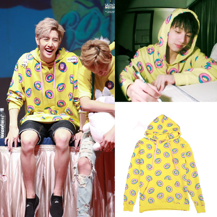ฮู้ดสีเหลือง ลายโดนัท แบบ GOT7