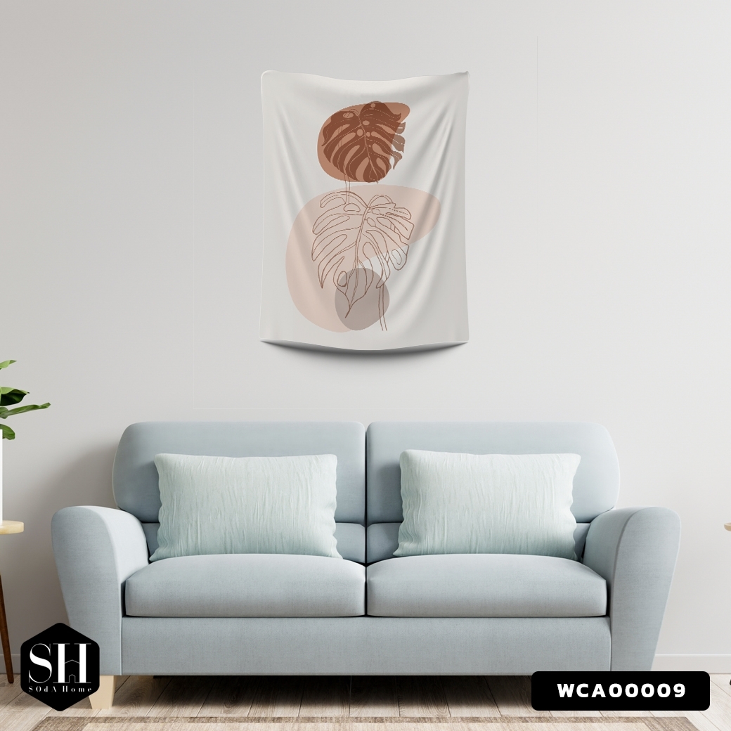 ผ้าติดผนัง ผ้าแขวนผนัง ผ้าตกแต่ง Monstera Minimalists WCA00009 #SOdAhome #SOdAPrintinG #WallCloth