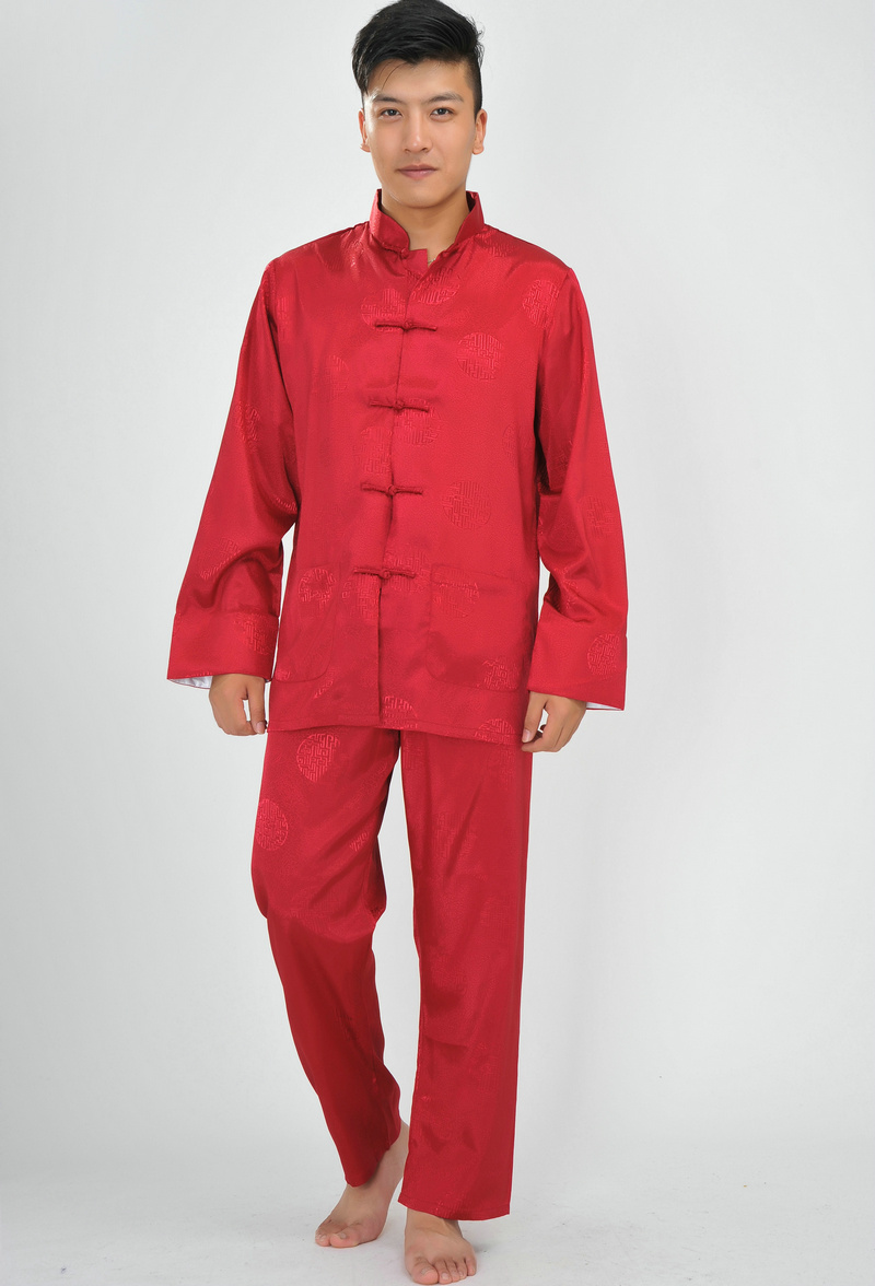Pre-order ชุดจีน ชาย เสื้อพร้อมกางเกง สีแดง