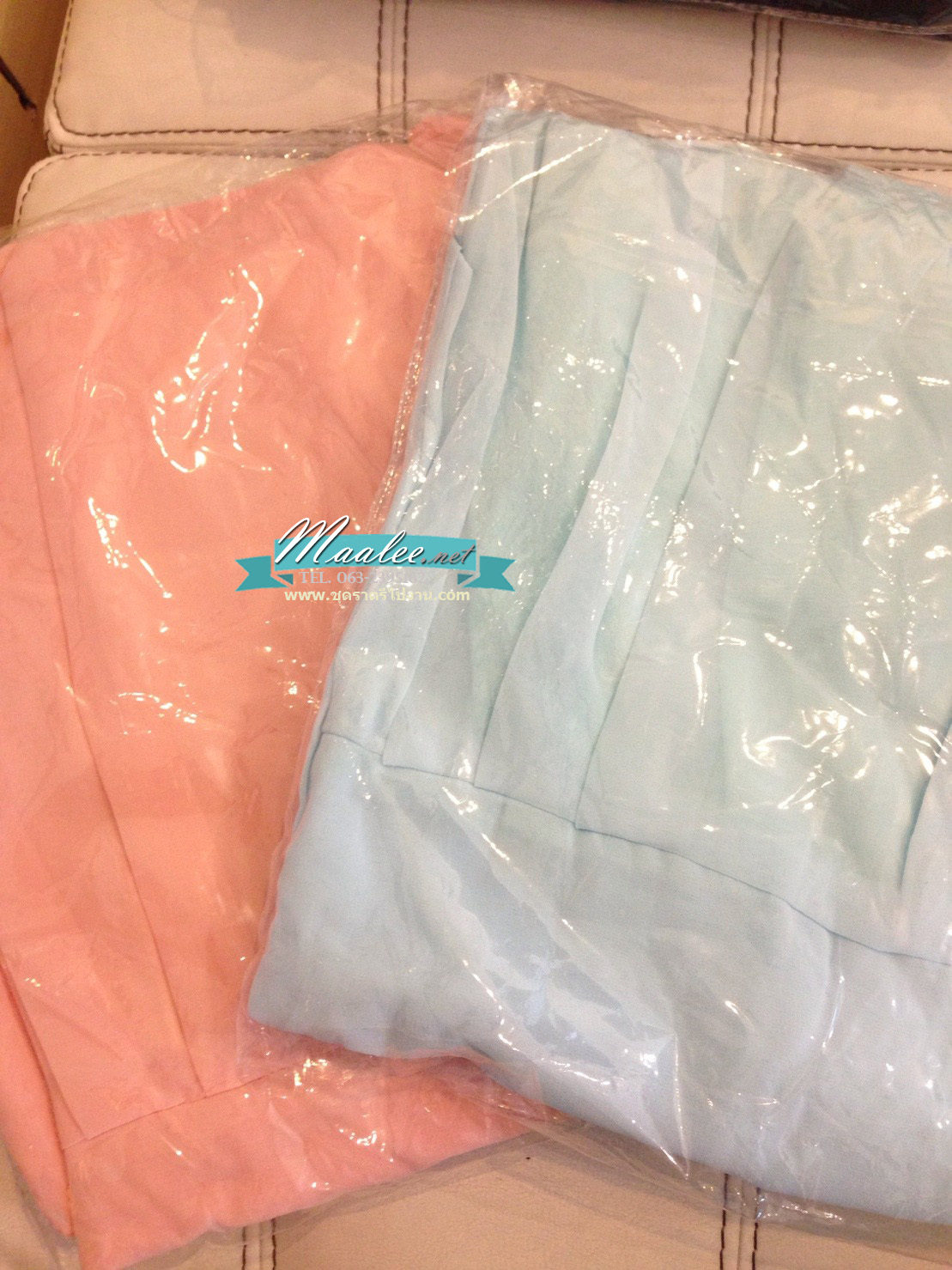 พร้อมส่ง ชุดออกงาน ชุดเดรสสั้น แขนกุด แบบหน้าสั้น/หลังยาว ผ้าชีฟอง ใส่สบาย สีฟ้า (ซิปข้างลำตัว) **เหลือเฉพาะไซส์ M**