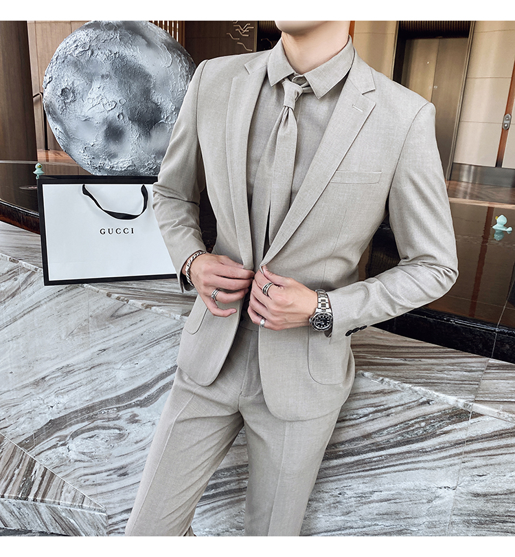 Pre-order เสื้อสูทชาย สีกากี รุ่นสลิม