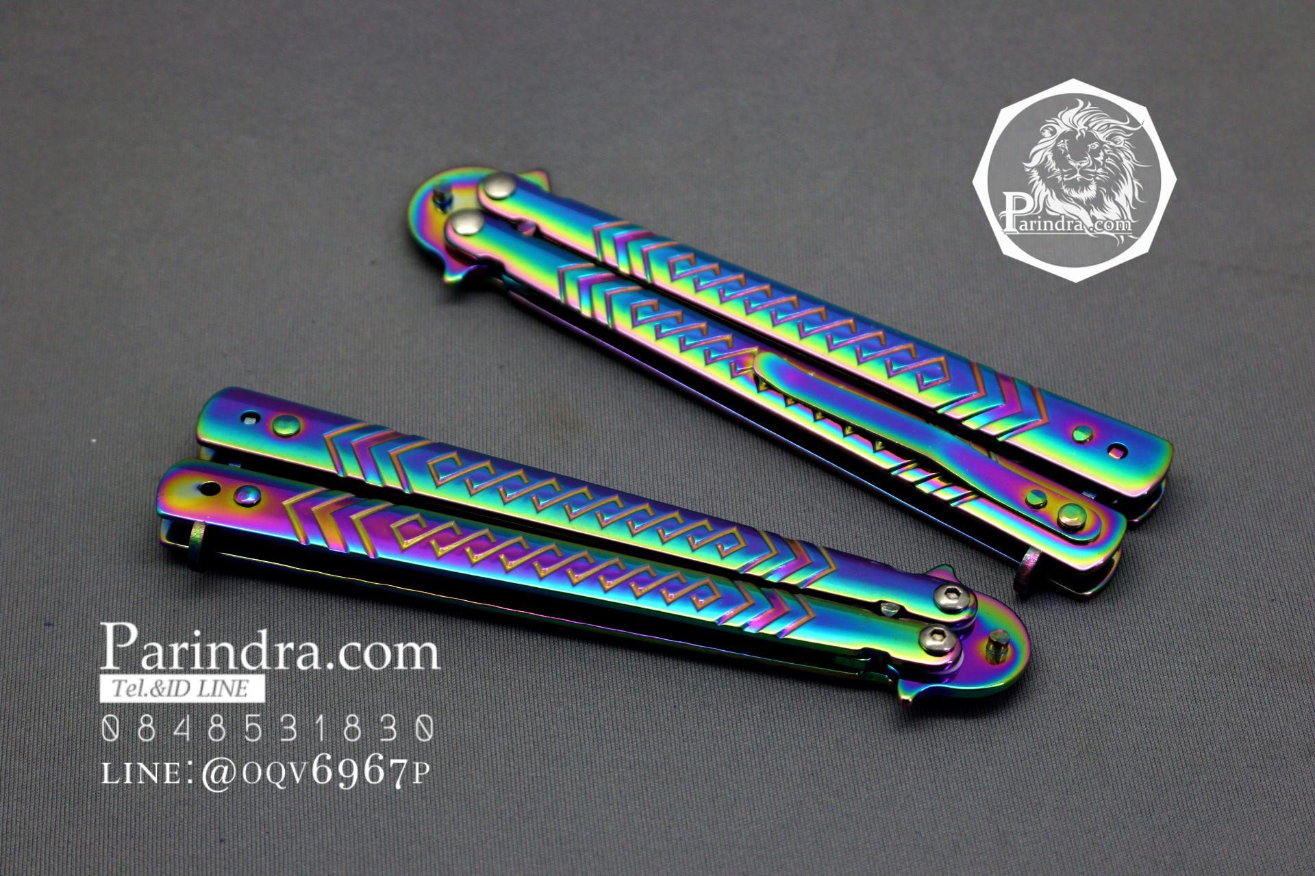 มีดบาลีซอง Balisong มีดควง มีดปีกผีเสื้อ สีรุ้งอะโนไดซ์ ขนาด 9 นิ้ว BLA003 BLA024