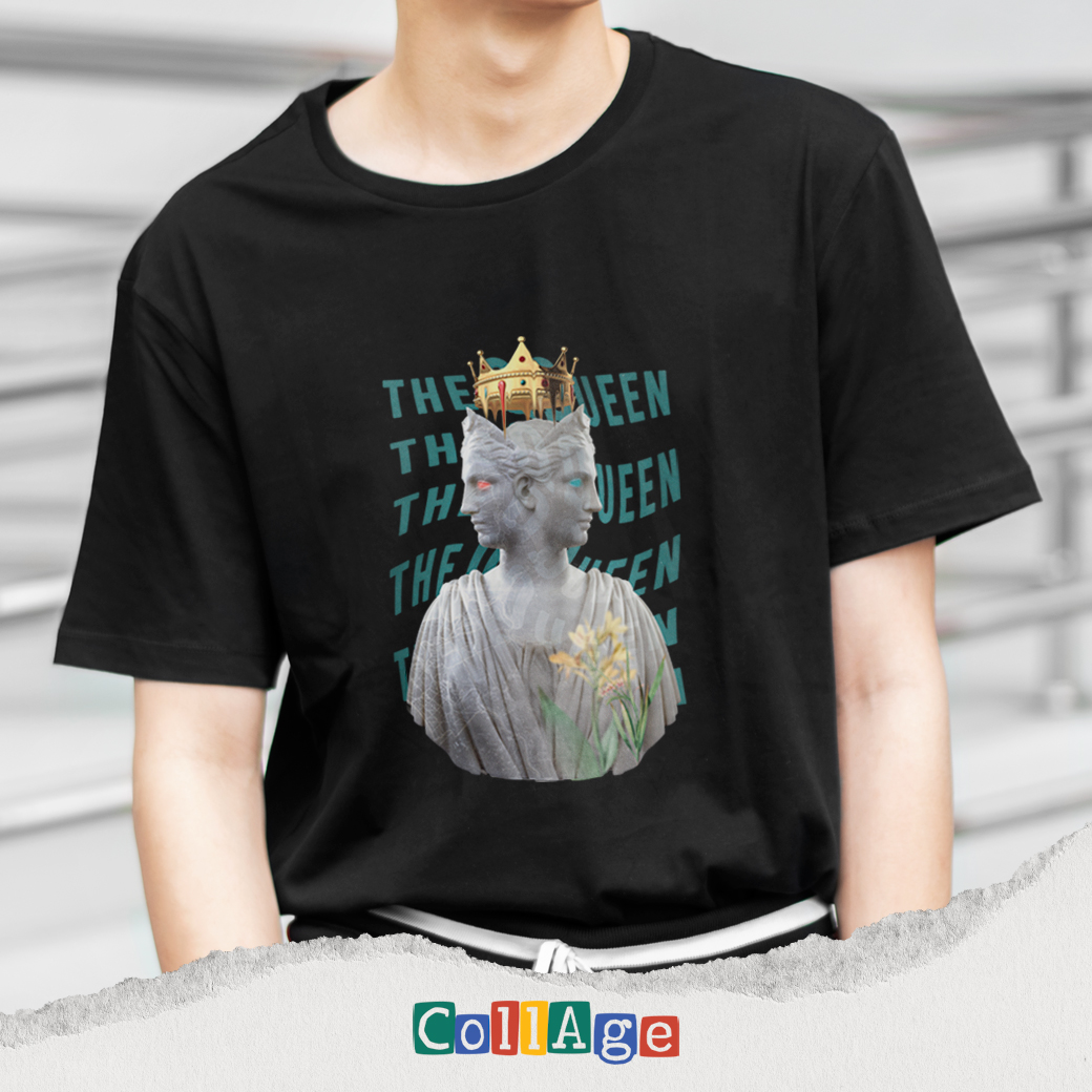 เสื้อยืดพิมพ์ลาย Collage THE QUEEN I รหัส CEA00476 สีดำ #เสื้อยืด #Collage