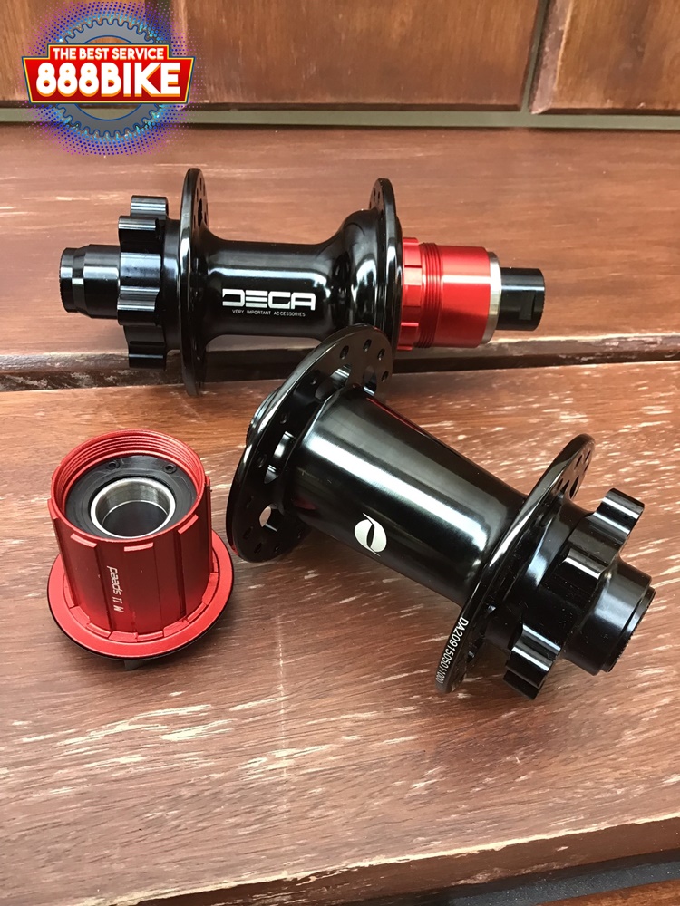 ดุมดิส ดุมเสือภูเขา DECA โม่ Sram + Shimano, ลูกปืน BEARING 32H สีดำ ( ดุมหน้า 15 ดุมหลัง 12 )(ไม่รวมแกนปลด)