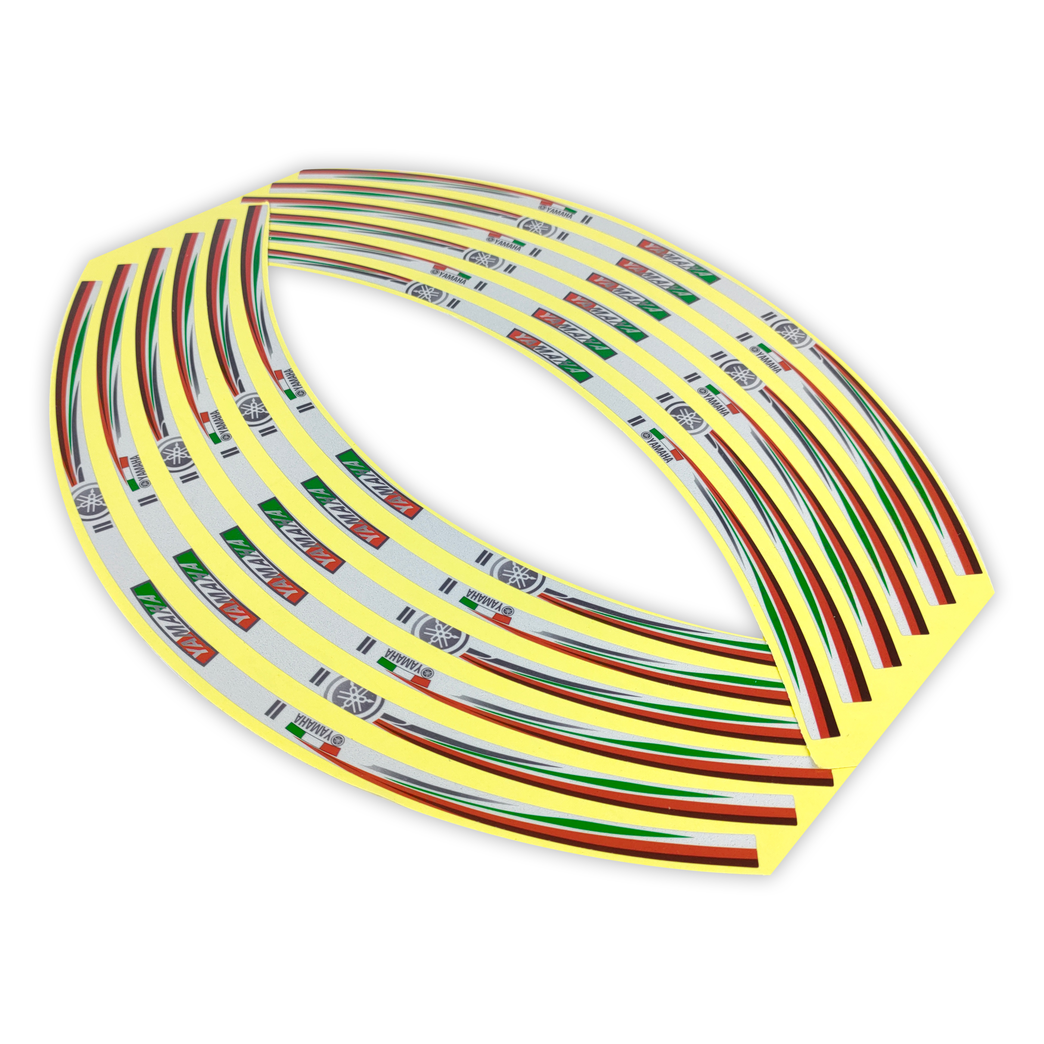 สติ๊กเกอร์ติดขอบล้อสะท้อนแสง YAMAHA สีขาว ขอบ 17 นิ้ว (1 ชุด ติดล้อหน้า-หลัง,ซ้ายขวา)